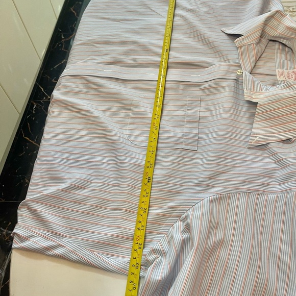 Brooks Brothers Polo Shirt Mens 18-35 Blue White Pink Stripe Non Iron Cotton - Picture 5 of 8